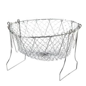 Foldable Fry Basket Multi-Function Fold Basket Stainless Steel Chef Telescopic Basket Fried Filter Drainage Rack for Fried Fo