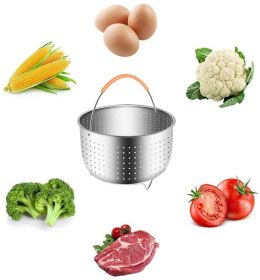 New Home Stainless Steel Steamer Basket (for Pressure Cooker) - Instant Pot w/Silicone Handle