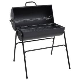Barrel Grill with 2 Cooking Grids Black 31.5"x37.4"x35.4" Steel