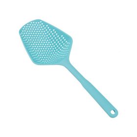 Nylon Large Colander Spoon With Water Scoop Plastic Ice Shovel Non-stick Filter Drain (Color: Blue, size: 34.5*5.7*12.7CM)