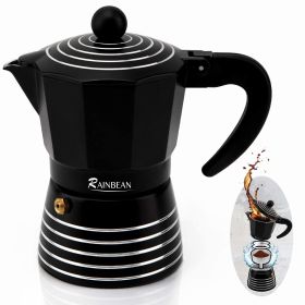 Stovetop Espresso Maker 3 Cup Moka Pot,Italian Cuban Greca Coffee Maker,Aluminum Durable and Easy to Use & Clean 6oz Red Amazon Banned (Color: black)