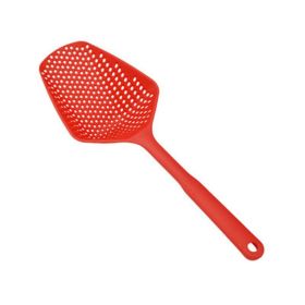 Nylon Large Colander Spoon With Water Scoop Plastic Ice Shovel Non-stick Filter Drain (Color: Red, size: 34.5*5.7*12.7CM)