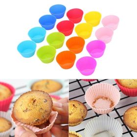 7cm Round Shaped Silicon Cake Baking Molds Jelly Mold Silicon Cupcake Pan Muffin Cup (Color: Red)